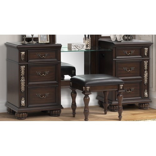 New Classic Furniture Maximus B1754090 Traditional Vanity with Felt